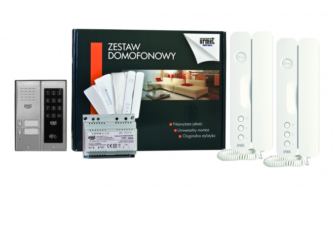 5025/402-ZK-RF Zestaw domofonowy URMET (2 rodzinny) z zamkiem kodowy i czytnikiem zbliżeniowym