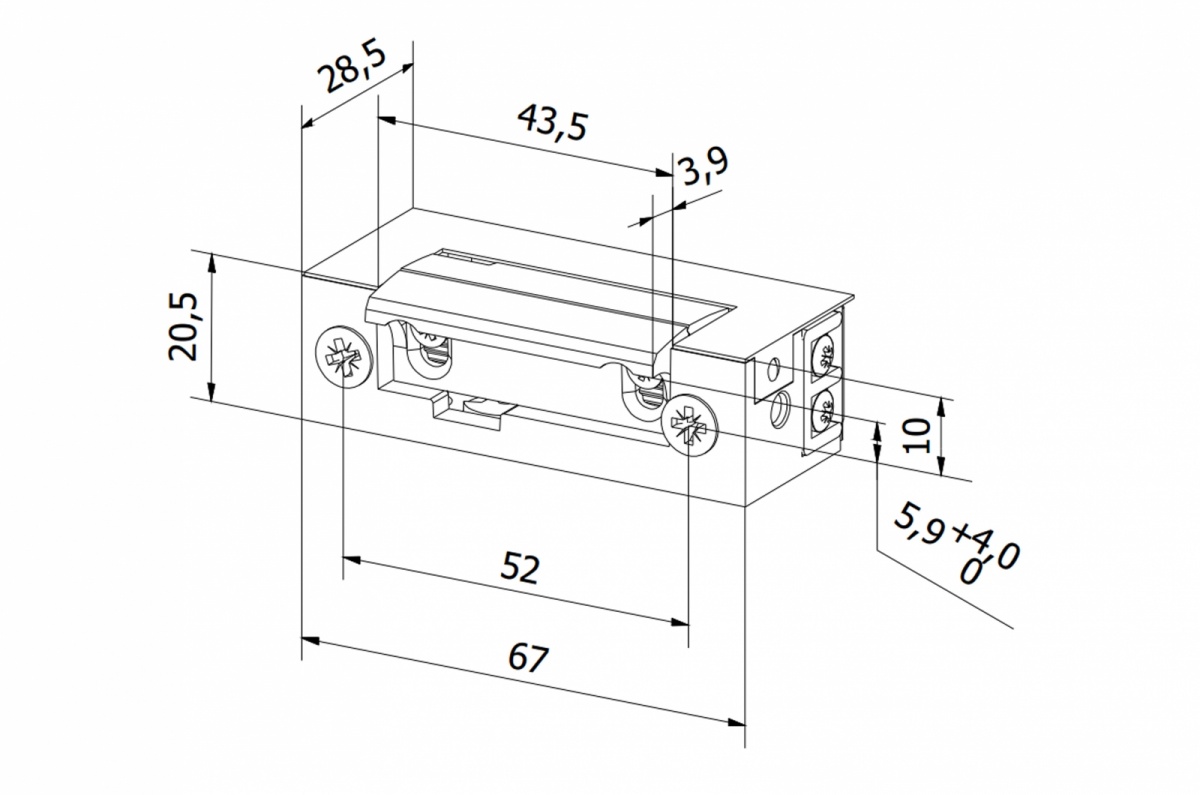 ES1-001 Rygiel symetryczny elektrozaczep BIRATRONIK 12V AC/DC