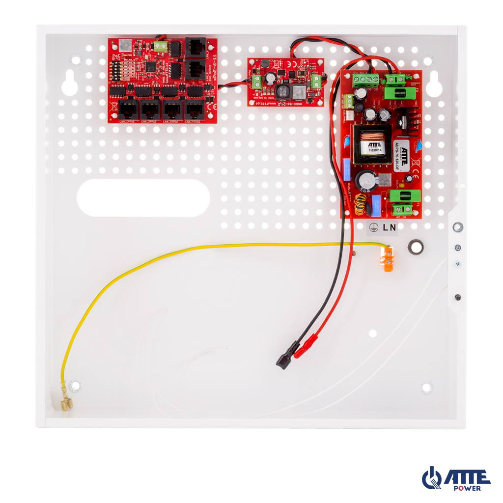 IPUPS-5-11-F ATTE Zasilacz buforowy do 5 kamer IP, w obudowie wewnętrznej switch PoE 6 portowy 10/100Mbps