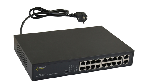 S116 Switch 16 portów PoE 10/100Mb/s (transfer danych i zasilanie) 2 porty 10/100/1000Mb/s (porty G1/G2) (UpLink)  
