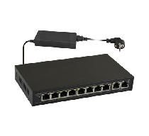 S108 Switch 10-portowy dla 8 kamer IP, 10 portów 10/100 Mb/s (8xPoE + 2xUPLINK) 8 portów IEEE 802.3af, 48VDC / 15,4W/port PULSAR